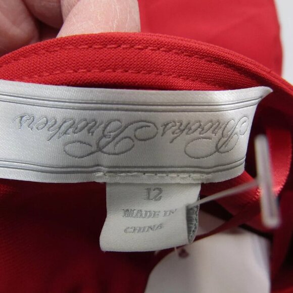 NEW BROOKS BROTHERS Womens Cap Sleeve Belted Cowl Neck Dress Size 12 Red - Picture 7 of 8